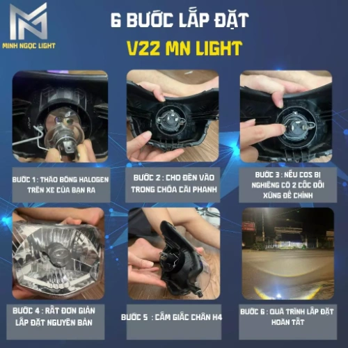 BiCauMiNi V22 PRO NEW 2026, 55W Phù Hợp Cho OTo Xe Máy H4 - DC 12-24V ( Tặng Kèm 1 Hậu Audi )