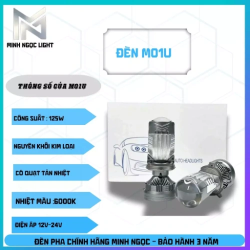 ĐÈN PHA BICAUMINI M01U-125W H4-12-24V - SX 2025 BH 2NĂM