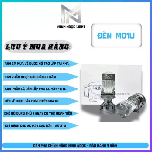 ĐÈN PHA BICAUMINI M01U-125W H4-12-24V - SX 2025 BH 2NĂM