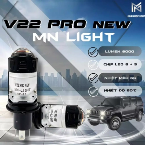 BiCauMiNi V22 PRO NEW 2026, 55W Phù Hợp Cho OTo Xe Máy H4 - DC 12-24V ( Tặng Kèm 1 Hậu Audi )