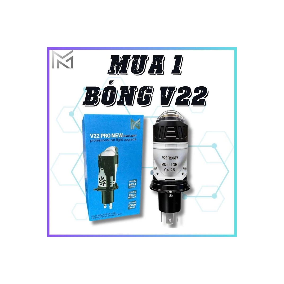 ĐÈN PHA LED BiCauMiNi V22 Pro , 55W Phù Hợp Cho OTo Xe Máy H4 - DC 12-24V ( Tặng Kèm 1 Hậu Audi )