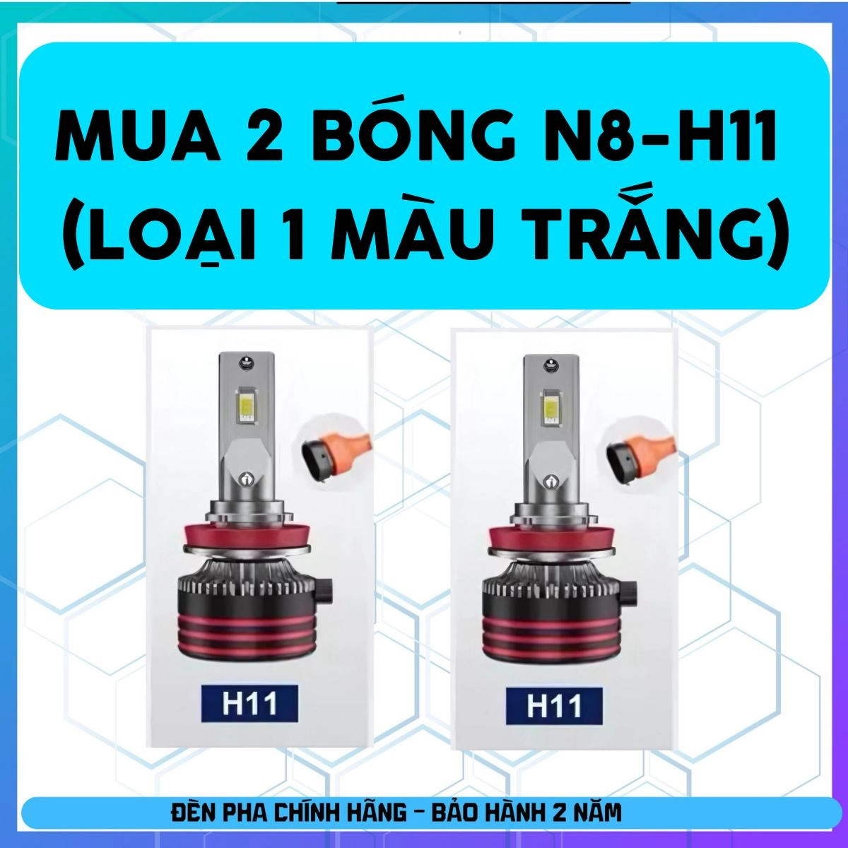 Đèn Led Pha ( N8 - N8S ) H4 -H11-H7-H1-H3-HB3 -HB4 cho OTO - Xe Máy - Công Suất 60W Cos - 65W Pha- BH 24 tháng