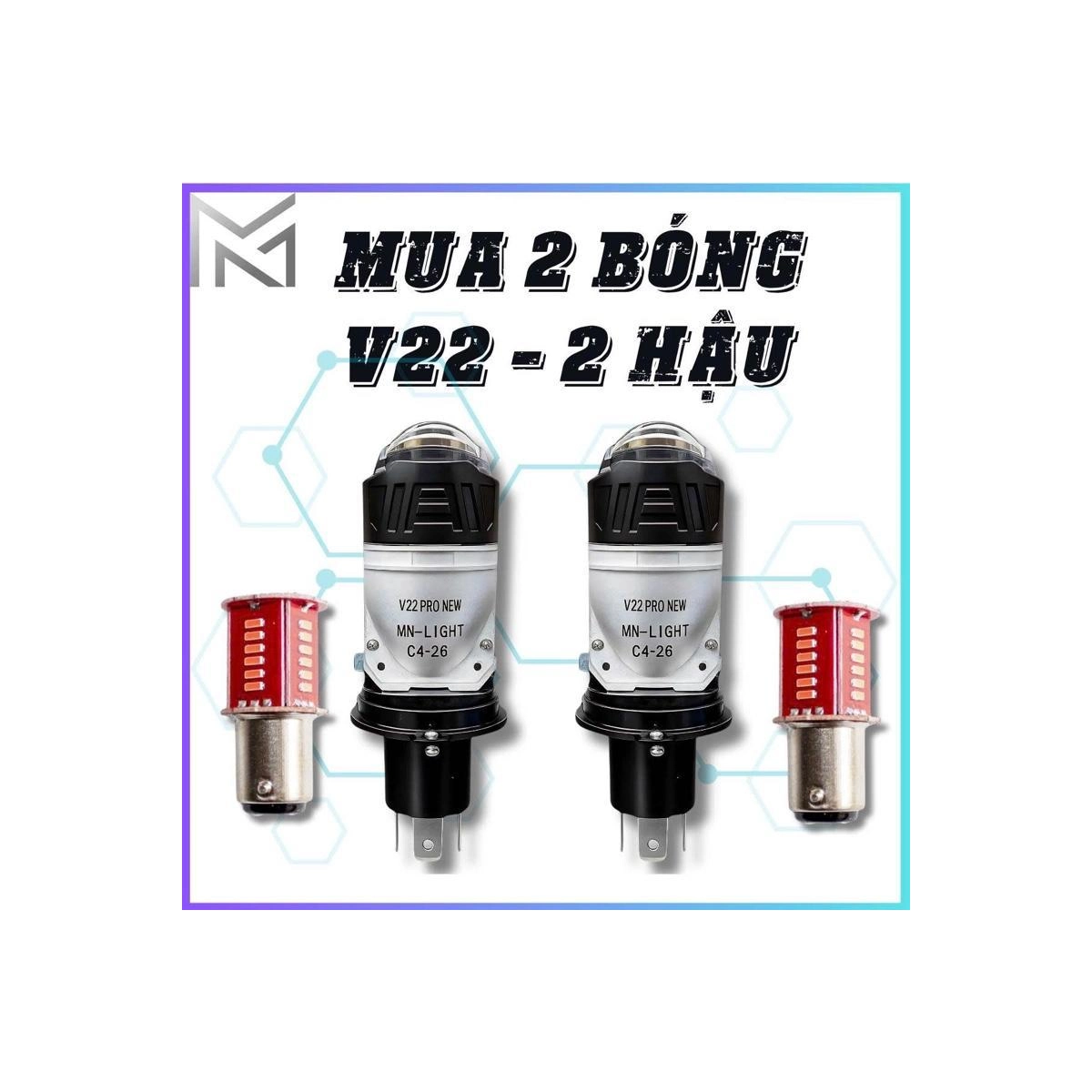 ĐÈN PHA LED BiCauMiNi V22 Pro , 55W Phù Hợp Cho OTo Xe Máy H4 - DC 12-24V ( Tặng Kèm 1 Hậu Audi )