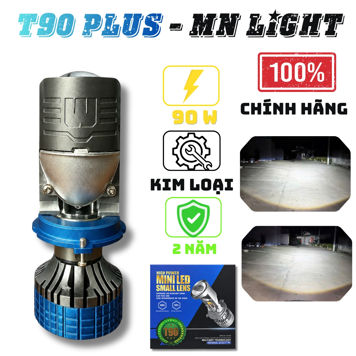 ĐÈN PHA Led T90 Plus + CHÂN H4 trong phân khúc Bi Cầu MiNi - Bảo hành 2 năm lỗi 1 đổi 1 ! Đèn Pha Đèn Ô Tô Máy H4 12v vs 24v