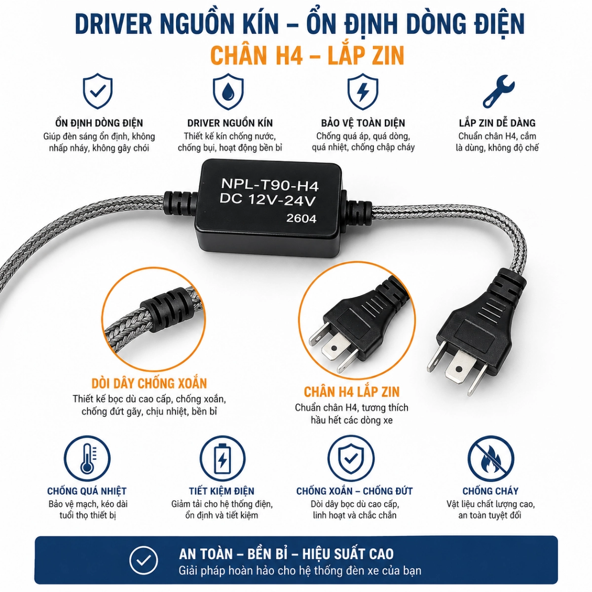 ĐÈN PHA Led T90 Plus + CHÂN H4 trong phân khúc Bi Cầu MiNi - Bảo hành 2 năm lỗi 1 đổi 1 ! Đèn Pha Đèn Ô Tô Máy H4 12v vs 24v