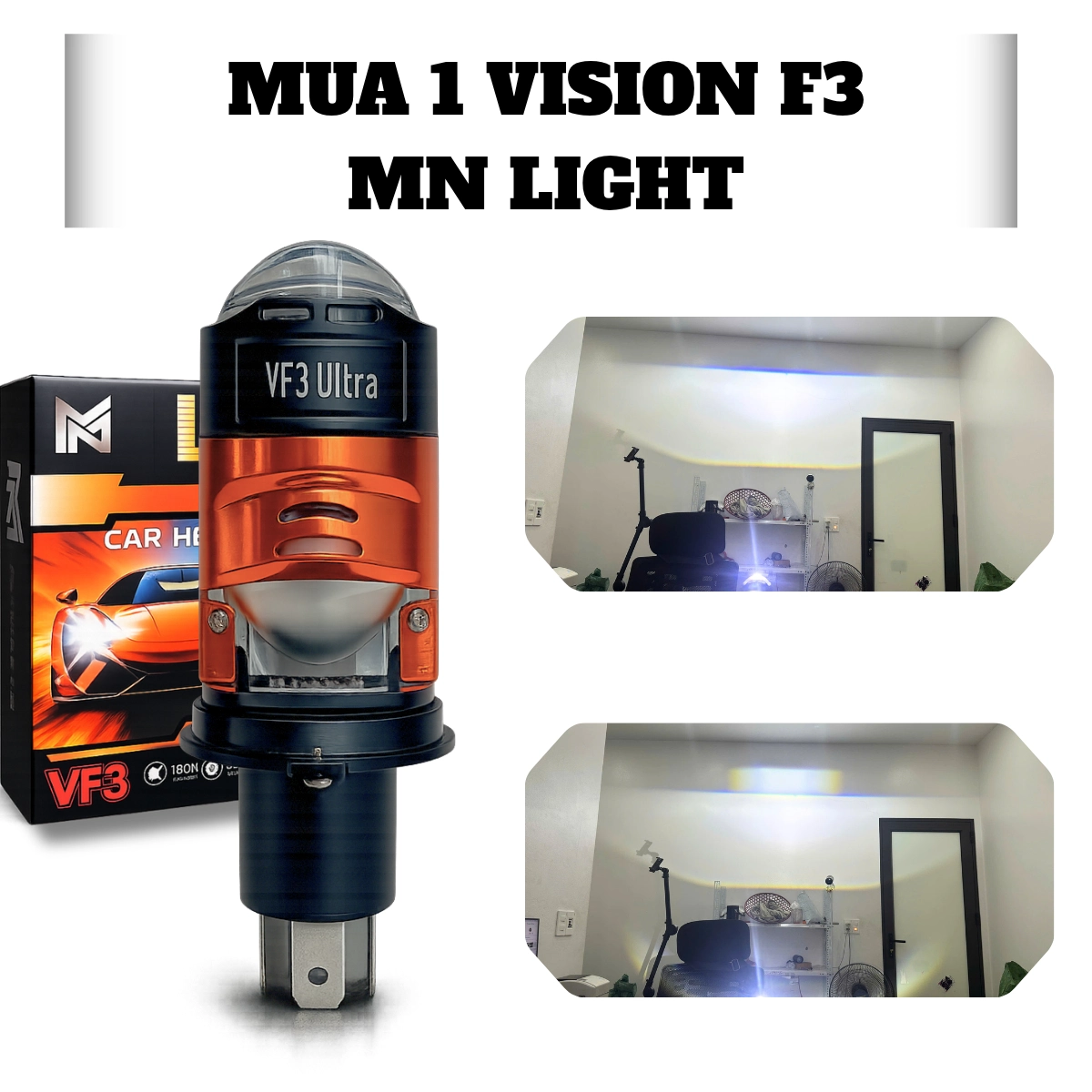 Đèn Pha BI MINI VISON F3 H4 - 55W Bh 2 năm Tặng Kèm 1 Hậu Audi