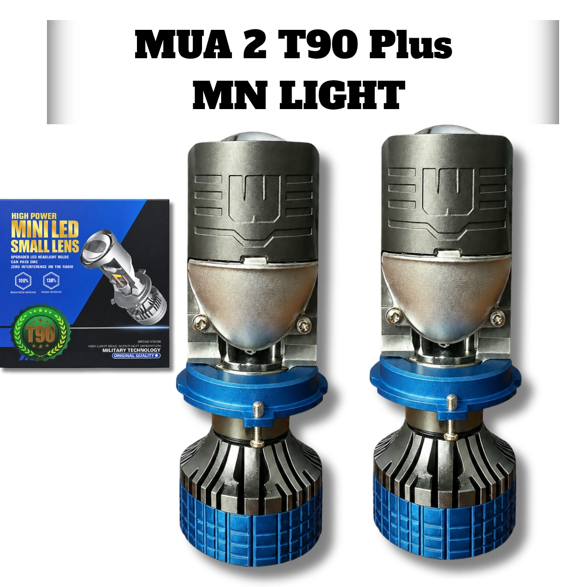 ĐÈN PHA Led T90 Plus + CHÂN H4 trong phân khúc Bi Cầu MiNi - Bảo hành 2 năm lỗi 1 đổi 1 ! Đèn Pha Đèn Ô Tô Máy H4 12v vs 24v