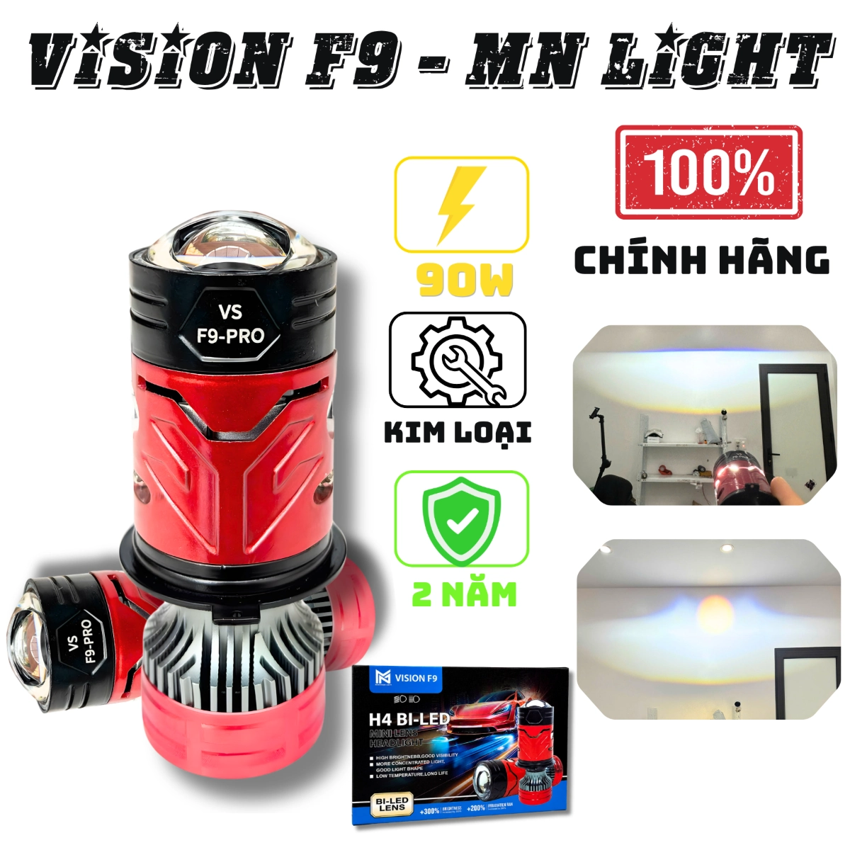 ĐÈN PHA DẪN SÁNG VISION F9 MẪU MỚI NHẤT 2025 NÉT CẮT BẰNG