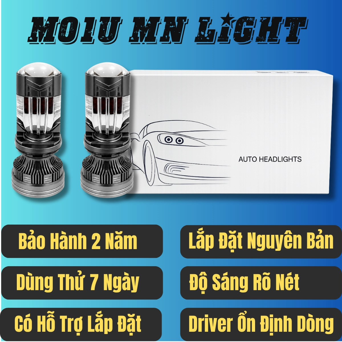 ĐÈN PHA BICAUMINI M01U -120W H4- 12-24V Bảo hành 2 năm