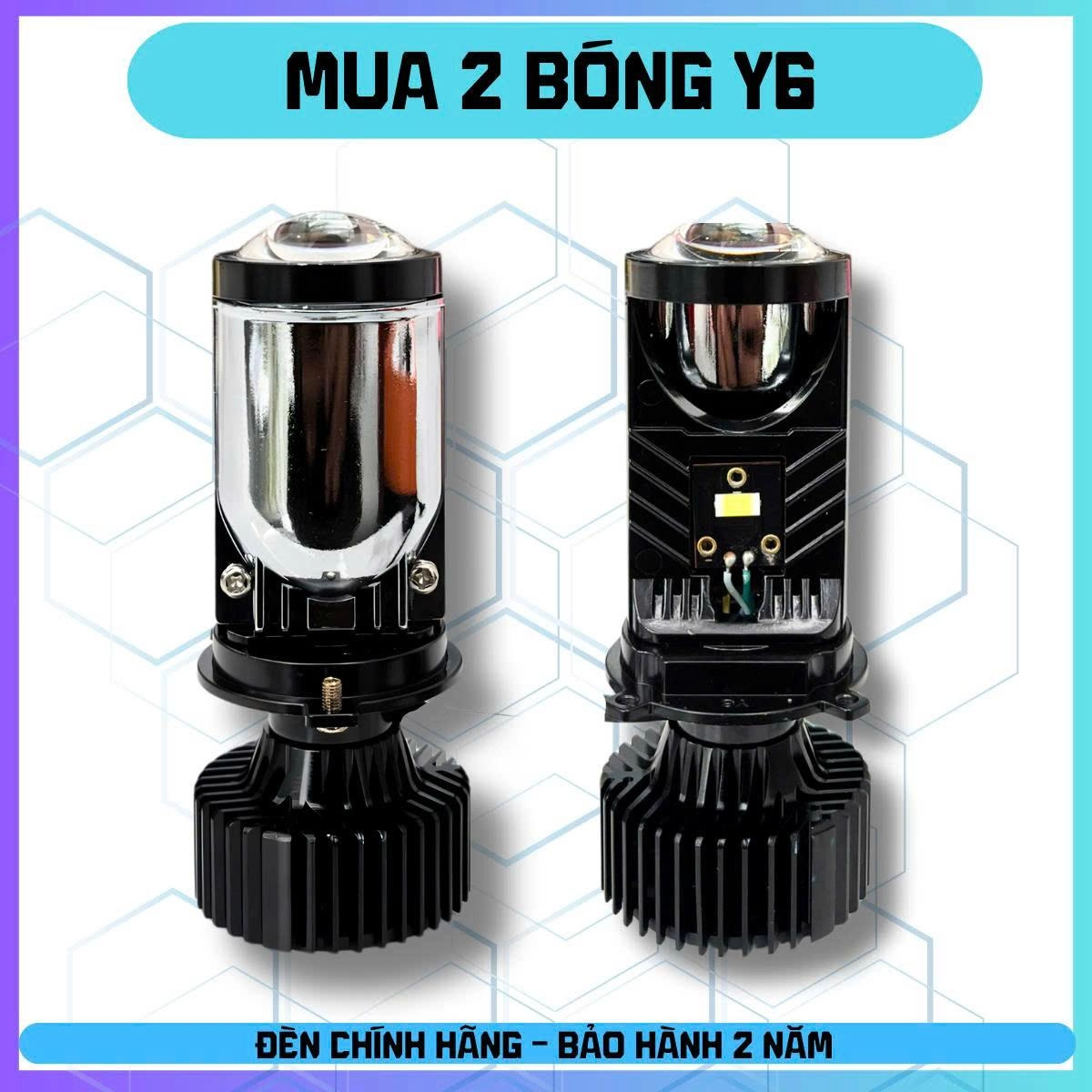 ĐÈN PHA LED Y6-H4 Mẫu mới 2026 .  Bảo hành chính hãng 2 năm lỗi 1 đổi 1 trong 730 ngày - Mang lại ánh sáng tốt và cảm giác lái an toàn Đèn Pha Đèn Phụ Tùng