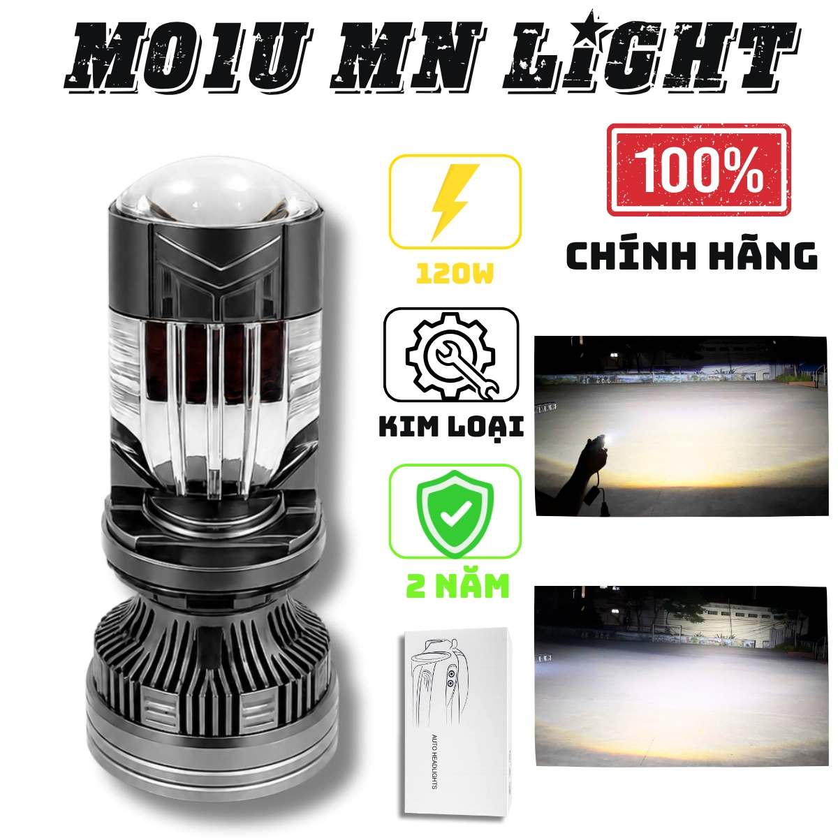 ĐÈN PHA BICAUMINI M01U -120W H4- 12-24V Bảo hành 2 năm