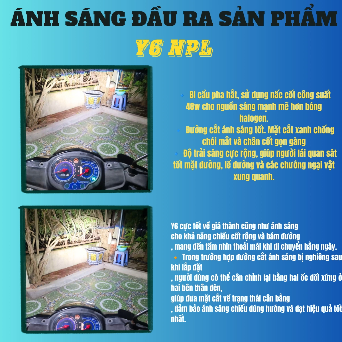 ĐÈN PHA LED Y6-H4 Mẫu mới 2026 . Bảo hành chính hãng 2 năm lỗi 1 đổi 1 trong 730 ngày - Mang lại ánh sáng tốt và cảm giác lái an toàn Đèn Pha Đèn Phụ Tùng