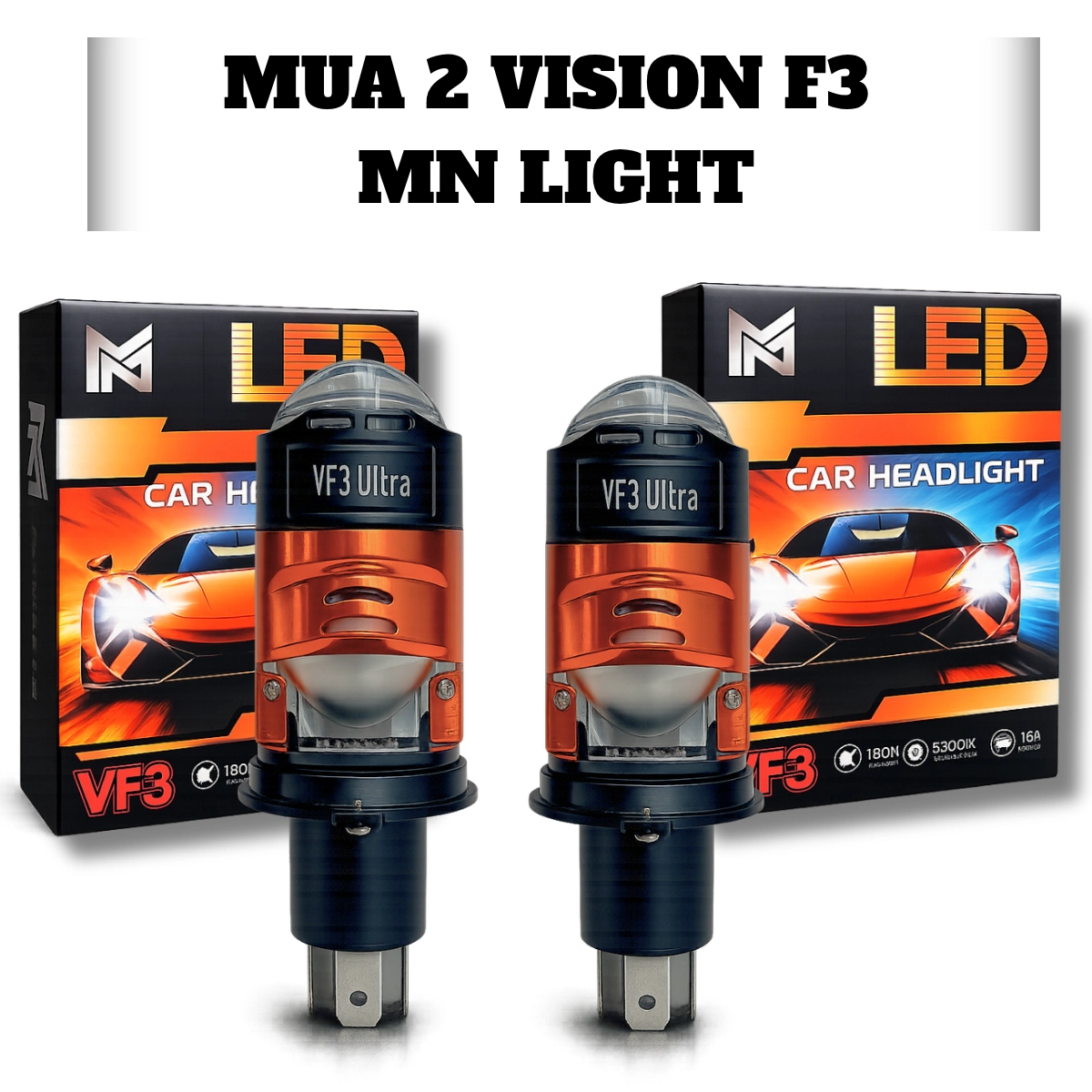 Đèn Pha BI MINI VISON F3 H4 - 55W Bh 2 năm Tặng Kèm 1 Hậu Audi