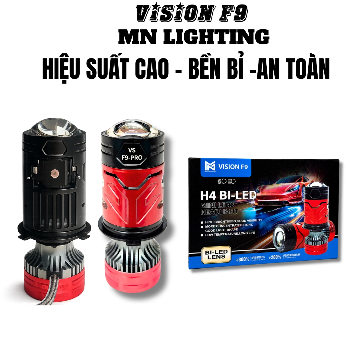 ĐÈN PHA DẪN SÁNG VISION F9 MẪU MỚI NHẤT 2025  NÉT CẮT BẰNG