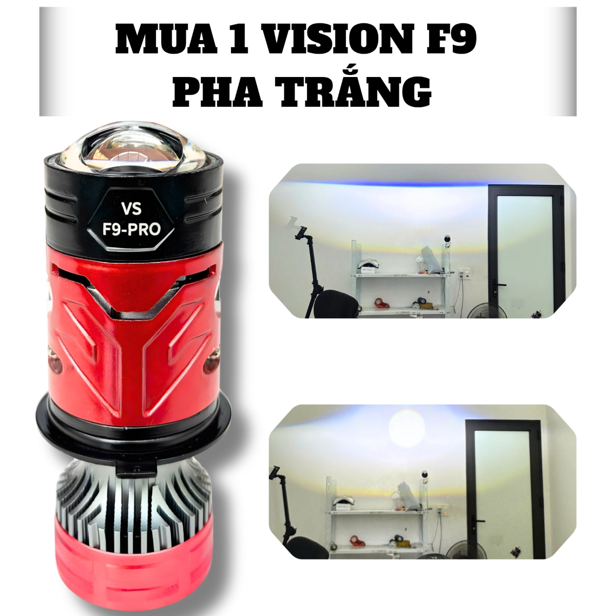 ĐÈN PHA DẪN SÁNG VISION F9 MẪU MỚI NHẤT 2025  NÉT CẮT BẰNG