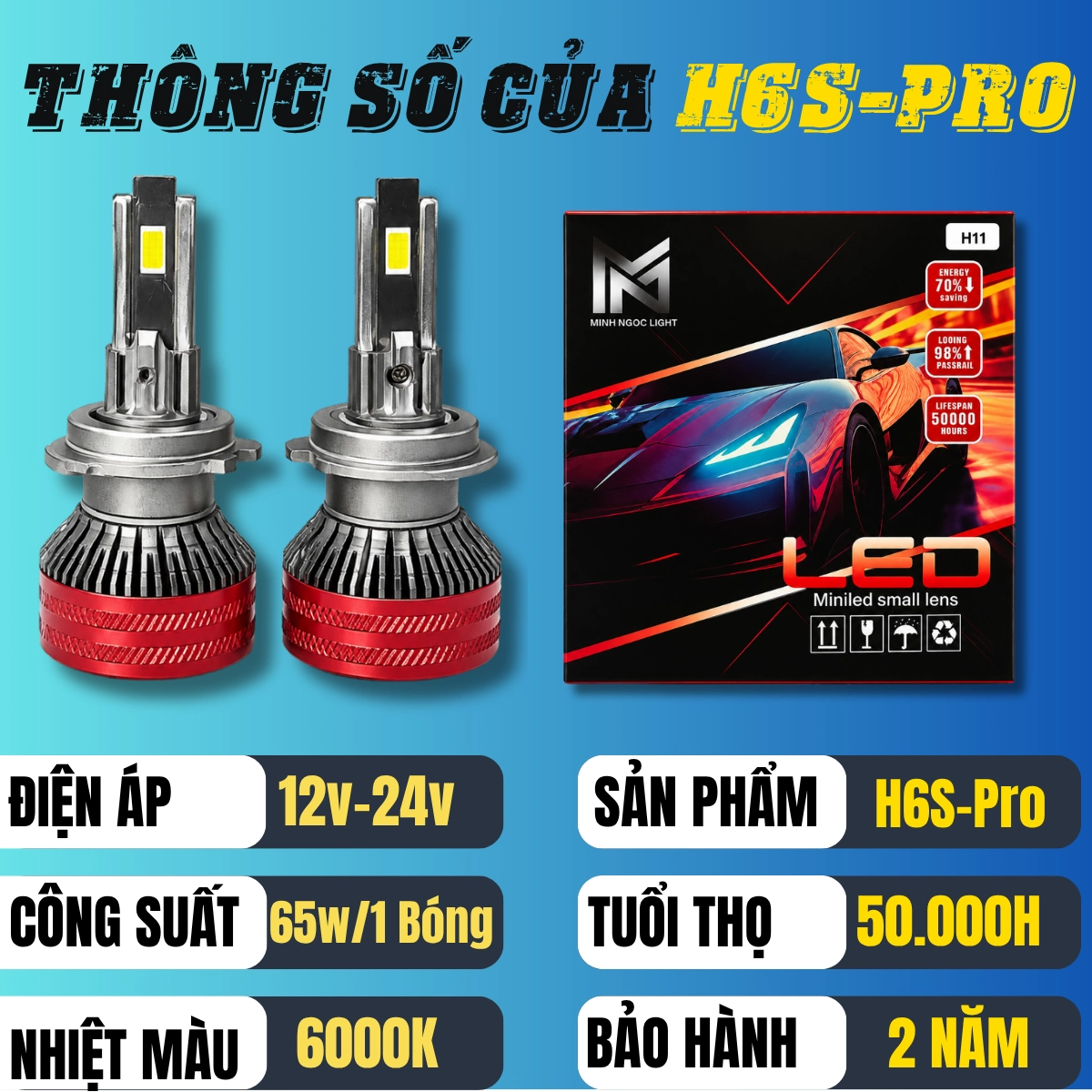 Đèn Led H6S + N6 . Tháng 2 / 2026 Đủ chân cho các dòng oto