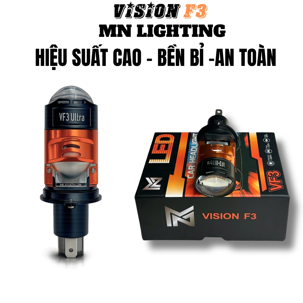 Đèn Pha BI MINI VISON F3 H4 - 55W Bh 2 năm Tặng Kèm 1 Hậu Audi