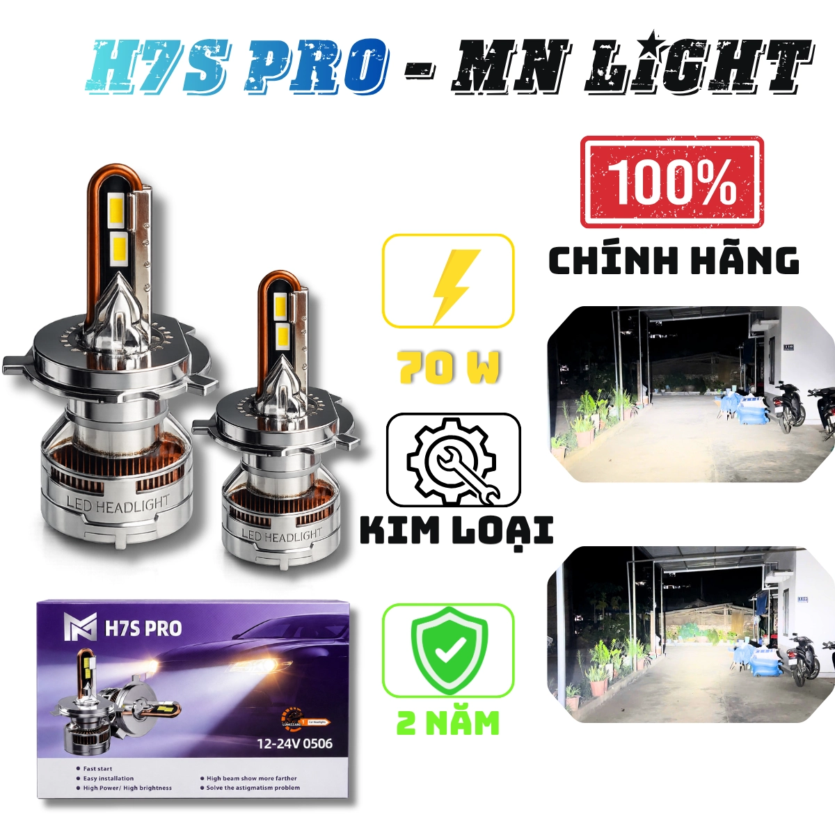 Đèn Led H7S  Mẫu 6/2026 Chân H4, H11 BH 24 Tháng