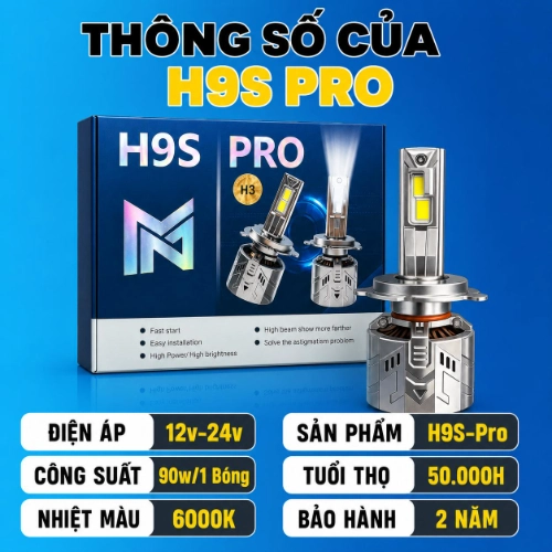 Đèn led tăng sáng H9S -115w- BH 24 Tháng lỗi 1 đổi 1 Dành cho OTo Xe Máy  12 và 24V Bảo Hành 2 năm Đèn Pha